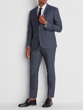 Express 42S  Navy Plaid Two-Piece Suit